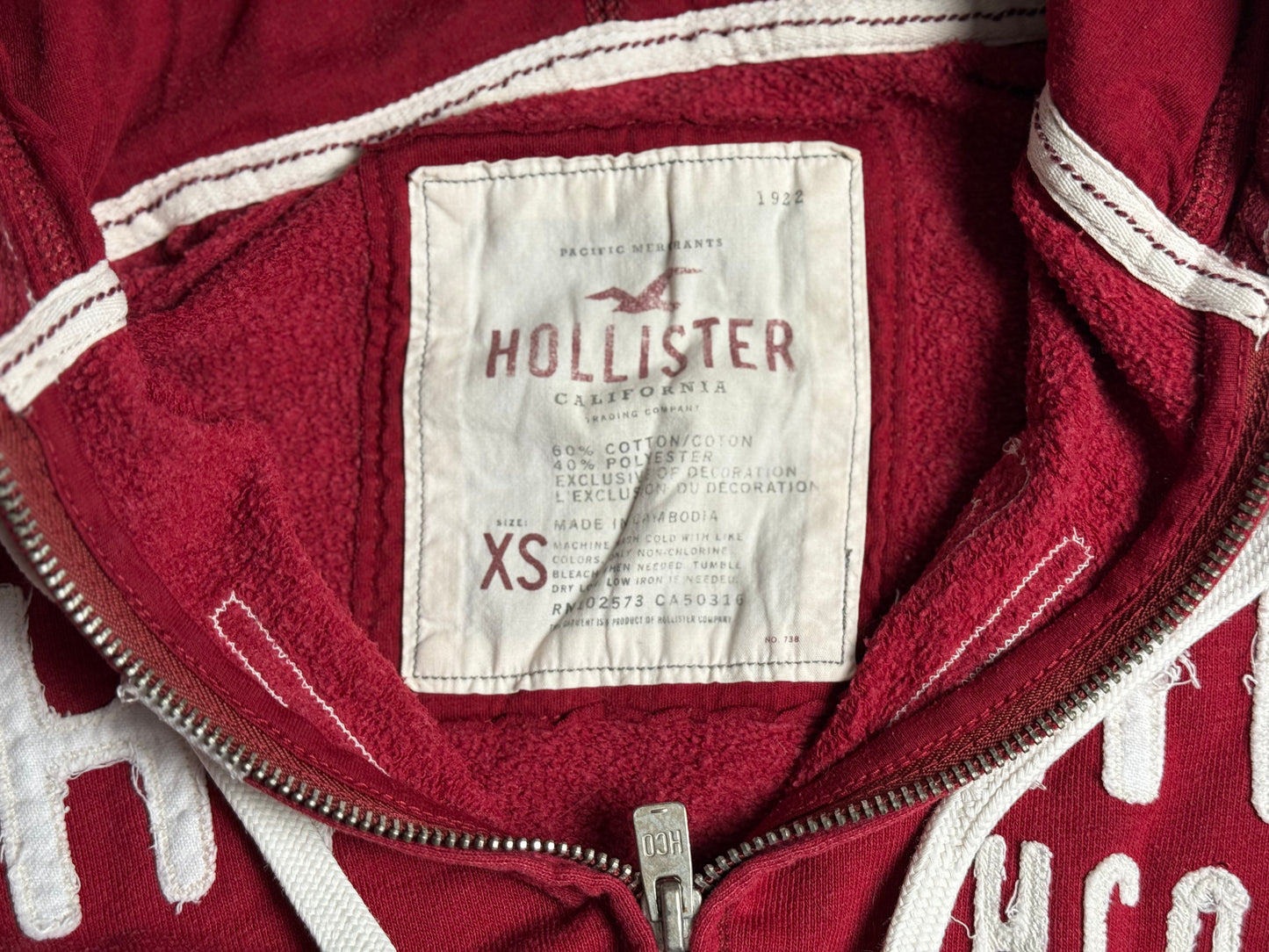 Y2K Red Embroidered Hollister Hoodie